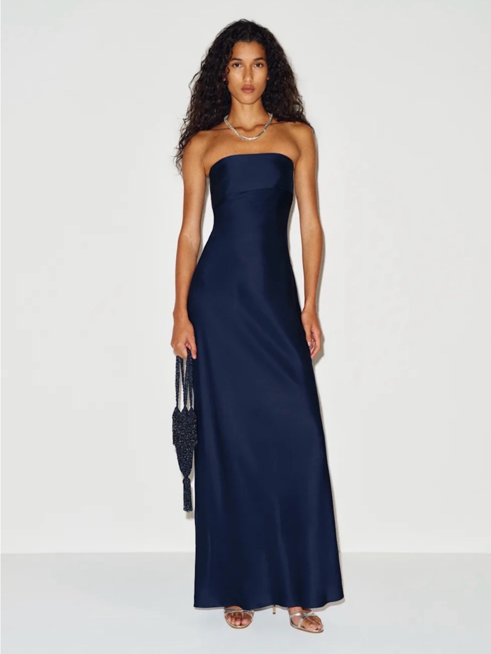 REFORMATION Sammie Silk Dress in Navy 10